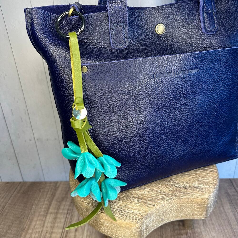 Flower Bag Charm Blue Flower Fuchsia Lobelia Flowers NEW Spring Purse Accessory